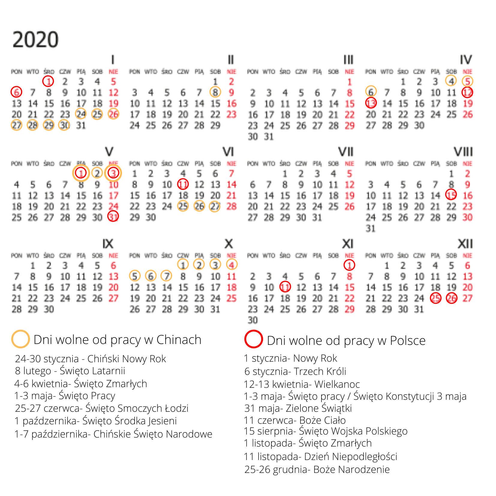 Kalendarz Świąt 2020